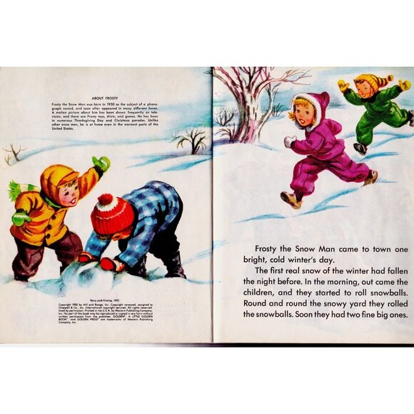 Frosty the Snow Man Little Golden Book Vintage 1982 Holiday Classic - Picture 3 of 5